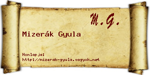 Mizerák Gyula névjegykártya