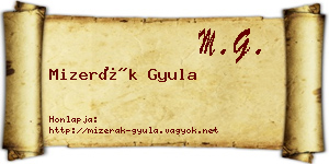 Mizerák Gyula névjegykártya